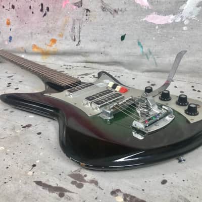 Vintage Teisco K-3L Sharkfin Circa 1960's Dark Greenburst Needs TLC & Repair K3-L image 13