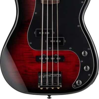 ESP LTD Surveyor-204DX Electric Bass Guitar - Red Burst image 2