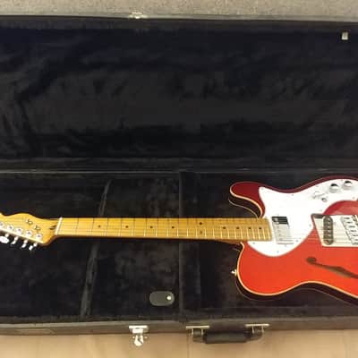 Custom Built 2021 Fender Tele Telecaster Thinline Roasted Maple Cherry Red Metallic w/White Binding image 4