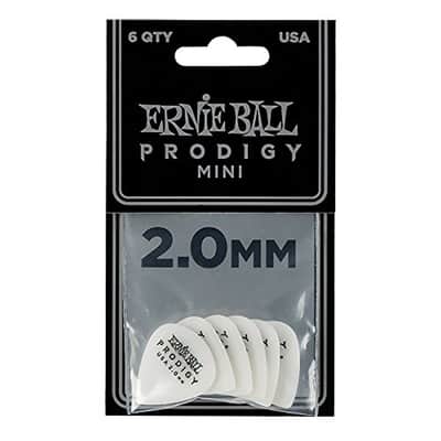 Ernie Ball Prodigy 2.0mm White mini Guitar Picks - 6 Pack, P09203 image 1