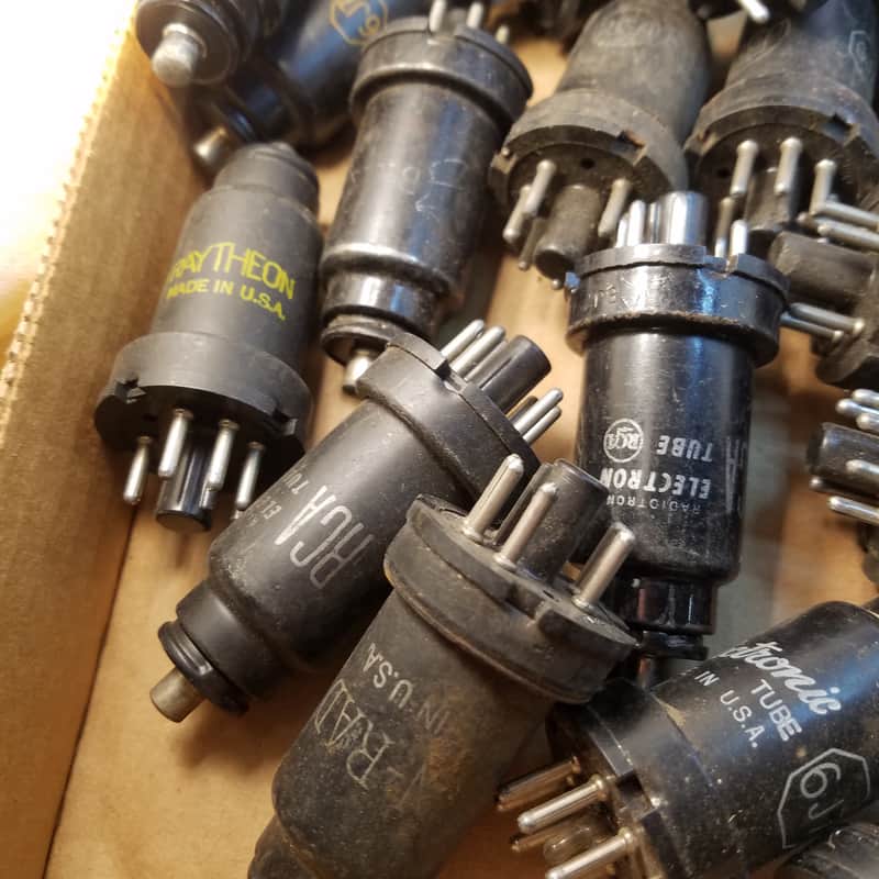 RCA etc. Pair (2) 6J7 AT1000 TESTED Vacuum Tubes metal pentode 1935-1964 image 1