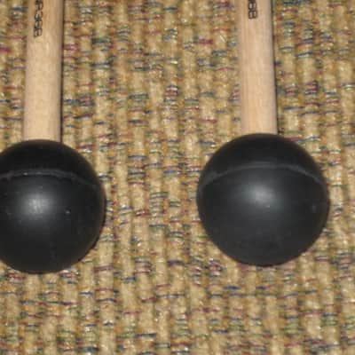 ONE pair new old stock (with packaging) Malletech NR36B Xylo/Bell Mallets - Natural Rubber, Very Hard, 1 & 1/8" Round Black Heads // Birch Handles (from around 2019) Made in USA image 17