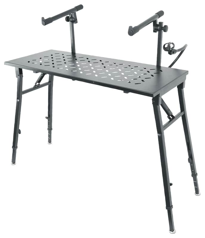 Rockville PKS44 2-Tier Keyboard/DJ Stand+Table Attachment+Gooseneck Mic Stand image 1
