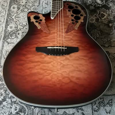 Ovation Celebrity Elite Plus CE44LX-1R Mid-Depth Left-Handed Acoustic-Electric Guitar - New England Burst image 3