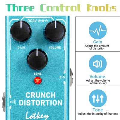 Crunch Distortion Guitar Pedal, Lotkey Electric Effects Pedals Mini Single Type DC 9V True Bypass image 2