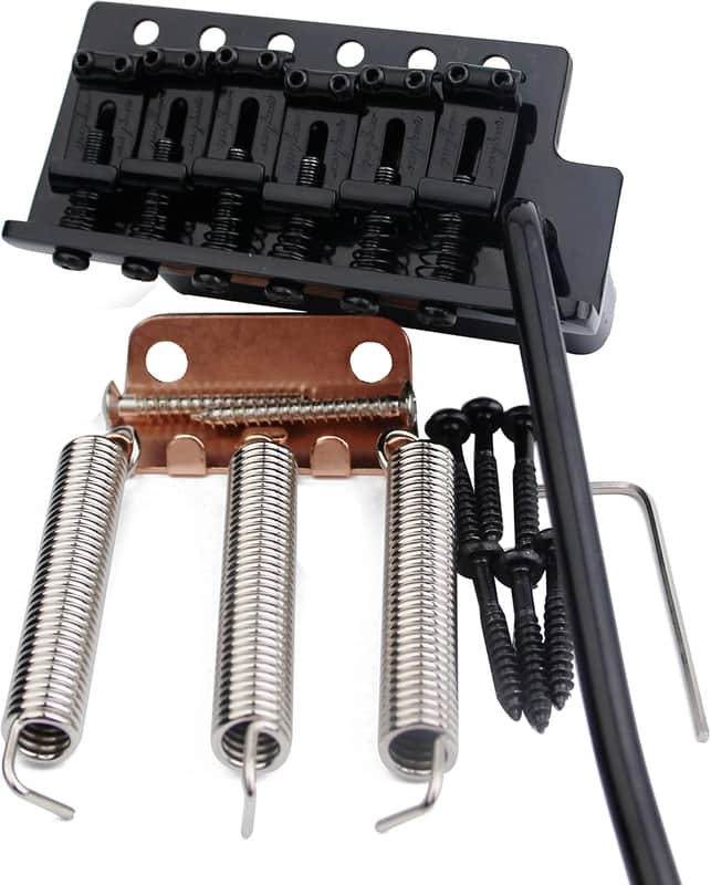 Tremolo Bridge Vintage Bent Steel Saddles and Pro Brass Block Compatible with Start ST Electric Guitar (GG1004-HT, Black) image 1