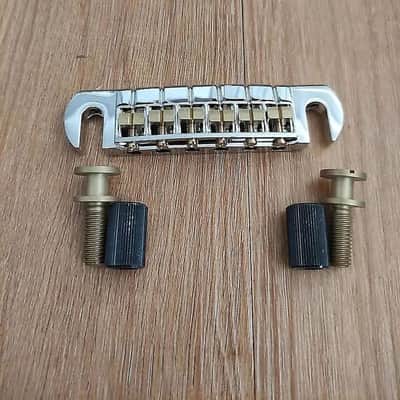 Paul Reed Smith PRS Adjustable Stoptail Tailpiece Bridge with Metric Studs - Chrome Brass image 1