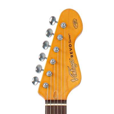 Vintage REVO Series 'Colt' HS Duo Electric Guitar ~ Firenza Red image 7
