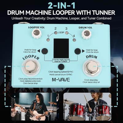 M-vave Lost Tempo V2 Looper Pedal Drum Machine with Tuner 11-Minute Loop, 30 Preset Drum Patterns, App Editing & Sharing (Price includes the import duty for US buyer) image 7