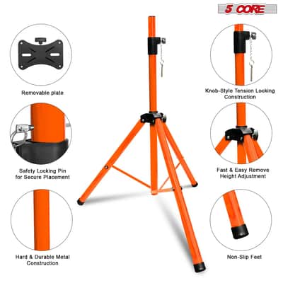 5 Core Speaker Stand Height Adjustable PA DJ Tripod Studio Monitor Stands w 35mm Compatible Insert image 3