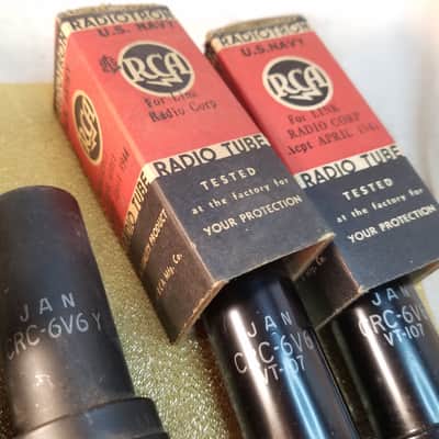 RCA Tight Matched Pair (2) JAN-CRC-6V6 tNOS AT1000 TESTED Vacuum Tubes military metal Premium Beam Power 6V6 VT-107 6V6Y 1942-1952 image 3