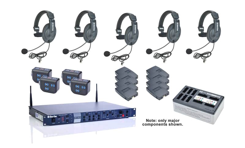 (Mint) Clear-Com DX210-CZ11513 4-Up DX210 System with CC-15-MD4 Headsets image 1