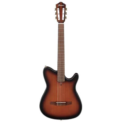 Used Ibanez FRH10NBSF Acoustic Electric Guitar Brown Sunburst Flat image 2