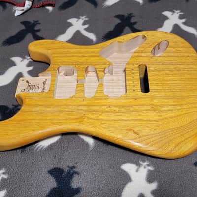 Warmoth Stratocaster Guitar Body 2021 Vintage Amber Northern Ash HSH image 4