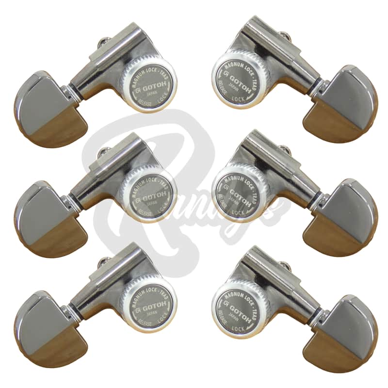 Gotoh SG301-20 MG-T Locking Tuners w/ Kidney Buttons (L3+R3) - Fits Gibson® & Grover®-Black Chrome/Cosmo Black image 1
