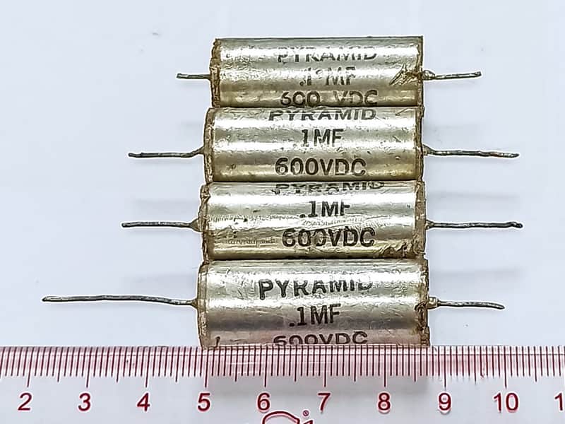 4 pieces PYRAMID CP09 paper in oil capacitor 0.1uF 600V image 1