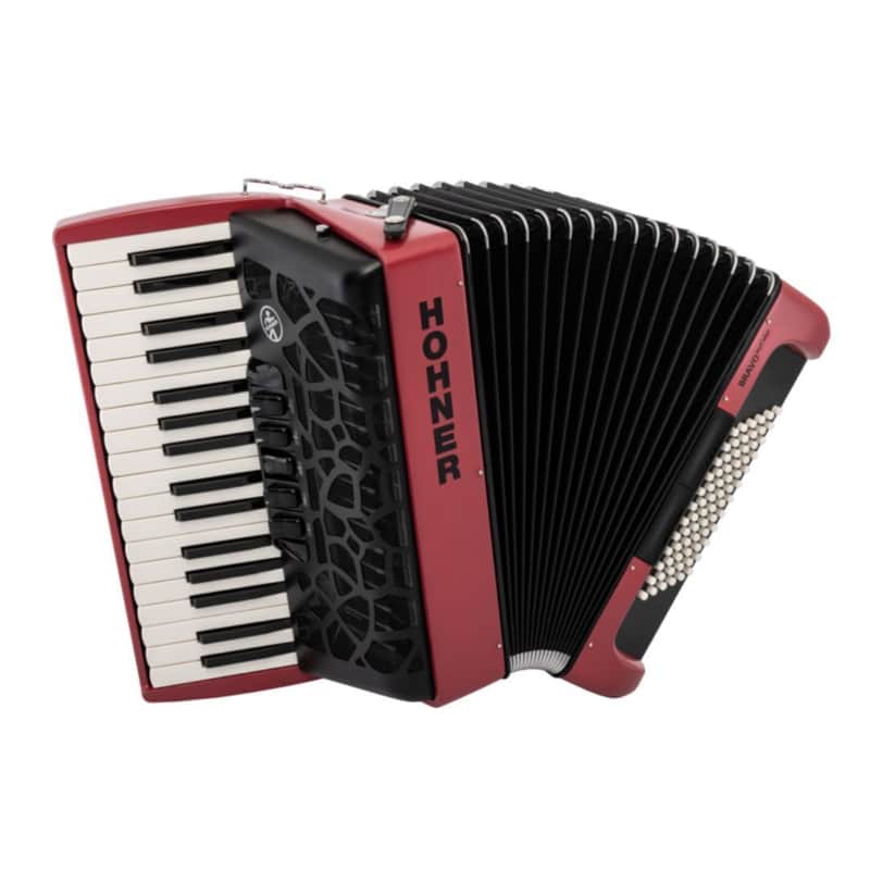 Hohner BRAVO MyColor III 72 Lightweight Chromatic Piano Key Accordion with Gig Bag and Adjustable Strap (Sunset - Red Violet) image 1