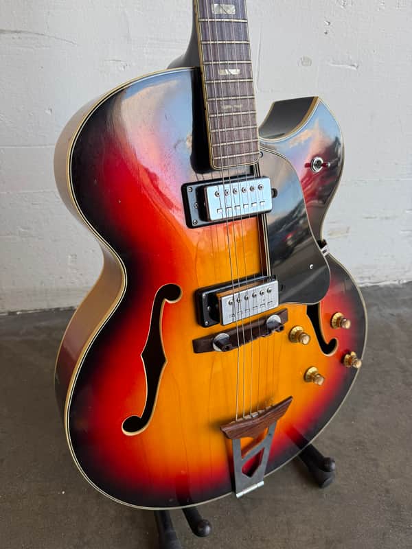 RARE VINTAGE Univox Pro Jazz Guitar ES-175 L-5 Semi Hollowbody Open Book Headstock MIJ Japan 70’s - Sunburst image 1