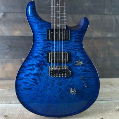 PRS Wood Library Custom 24 Quilt Top Brazilian Rosewood Fretboard - Aquamarine W/Blue Back 411448 image 1