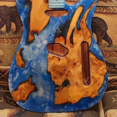 Telecaster Style Body and Neck Clear Resin on top of Redwood image 1
