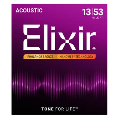 Elixir 16182 Phosphor Bronze Nanoweb Coated Acoustic Guitar Strings, HD Light (13 - 53) image 2