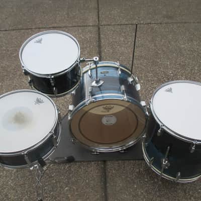 Tempro Vintage 1960s Drum Kit, Japan Made, Blue/Black Strata, Very Clean & Cool! image 11