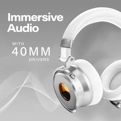 Meters OV-1-B-C Over-Ear Wireless Headphones with Active Noise Cancellation - Studio-Quality Sound with 16-Hour Playback & VU Display - Bluetooth 5.0, App-Controlled, 40mm Drivers (White) image 3