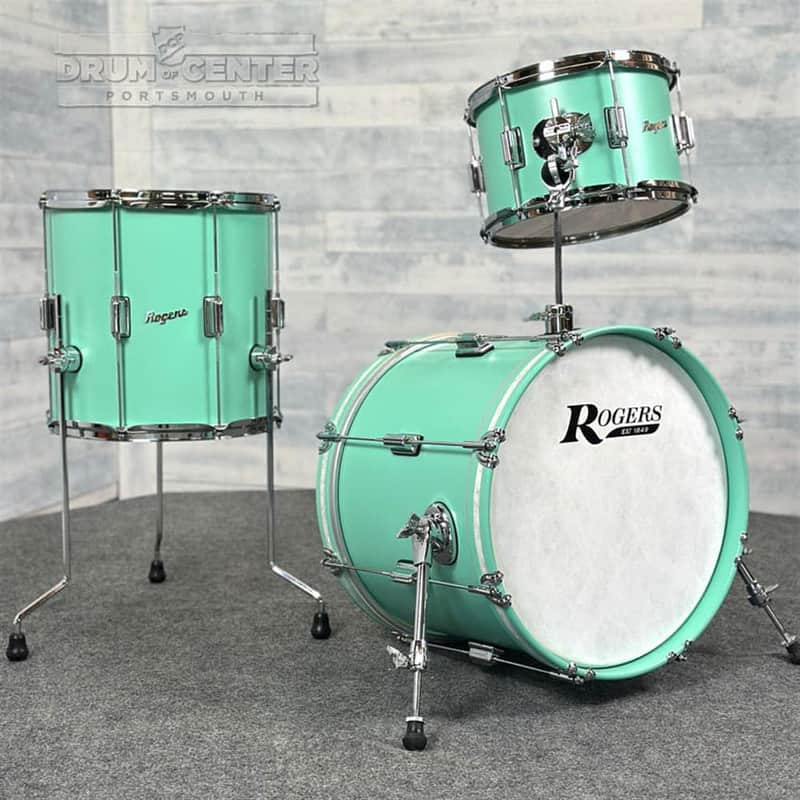 Rogers Tower 3pc Drum Set Seafoam Green 18/12/14 image 1