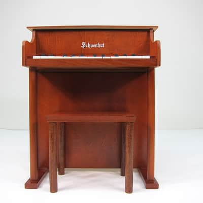 1960s Schoenhut Children's Toy Upright Piano Two Octave Near Mint Birch Cabinet & Matching Bench! image 16