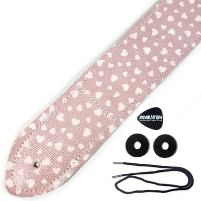 Pink Heart Leather Premium Leather Guitar Strap-Hearts Pink Leather Guitar Strap-100% Leather Guitar Strap- Acoustic, Electric Bass Guitars image 3