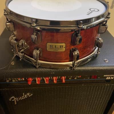 Tama SLP-Bubinga shell snare drum in Quilted Bubinga finish image 4
