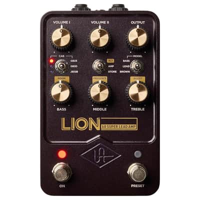 Mint Universal Audio Lion '68 Super Lead Amp Pedal Bundle with 2x Right Angle Patch Cables, 9V Power Adapter, 12 Guitar Picks & Polishing Cloth â€“ Authentic Tube Amp Tones, Versatile Gain Control image 3