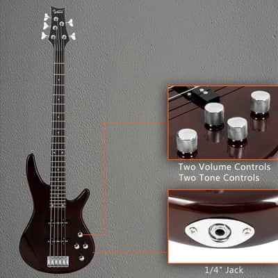 Glarry GIB Electric 5 String Bass Guitar Full Size Bag Strap Pick Connector Wrench Tool 2020s - Earth Brown image 10