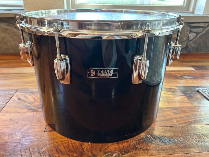 Vintage 1980s Tama Imperialstar 10 x 14 Drum Concert Tom OG Jet Black Wrap image 1