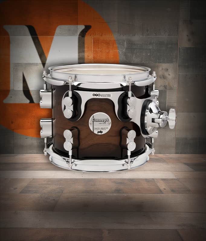 PDP Concept Series Maple Exotic Tom, 7x8W - Walnut to Charcoal Burst (PDCMX0708STWC) image 1