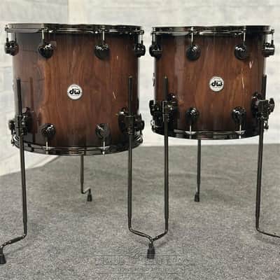 DW Collectors Pure Walnut 6pc Drum Set Natural to Quick Ebony Burst image 3