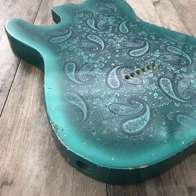 Made to Order - FRANCHIN Mars guitar body Paisley Relic Aged Nitro Lacquer (Black/Blue/Green/Gold/Silver/Pink) Basswood Poplar Telecaster-Tele-T-Style Made in Italy image 6