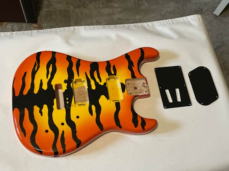 2010's Kramer Pacer Vintage Series Bengal Tiger Stripe Guitar Body Floyd Ready image 1