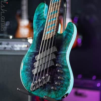Dingwall Super J 5-String Buckeye Burl Purple to Turquoise Reverseburst image 5
