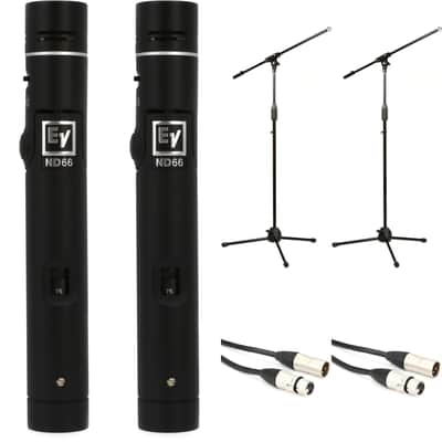 Electro-Voice ND66 Small-diaphragm Condenser Microphone Pair with Stands and Cables image 1