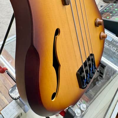 Ibanez Bass Workshop SRH500F fretless semi-hollow electric bass 2017 - Brown Burst Flat image 3