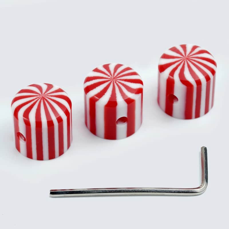 Striped Candy Acrylic Red 3pcs Guitar and Bass Control Knobs Set image 1