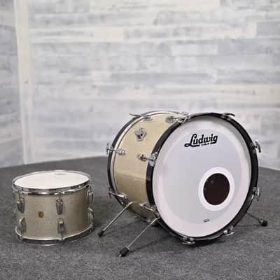 Used Vintage Ludwig 2pc Drum Set Silver Sparkle - Good image 1