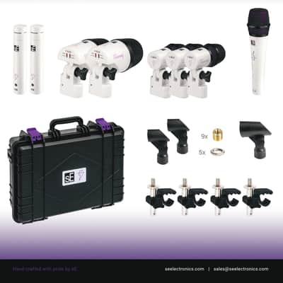 sE Electronics VPACKEC Eloy Casagrande Signature V Pack Feat 2 V Kick, 3 V Beat, 4 V Clamps, 1 V7 X, Pair of sE8 in White & Purple w/Case image 16