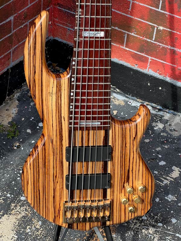 Conklin Faught Custom Sidewinder 7-String Bass 1997 fabulous Zebrawood Special Order an insane bass. image 1