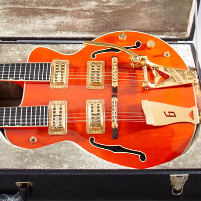 1997 Gretsch G6120-6/12 Nashville Double Neck Orange Stain MIJ OHSC Rare image 1