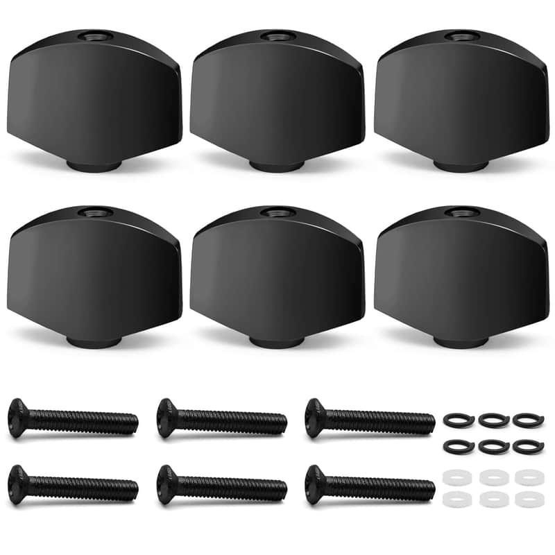 Metal Black Guitar Tuning Peg Buttons, Square Shape Tuning Key Button Heads Tuners Machine Handle for Folk Electric and Acoustic Guitar, Pack of 6 image 1