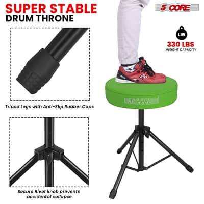 5 Core Drum Throne 3" Padded Seat Adjustable Drumming Chair for Practice and Performance image 7