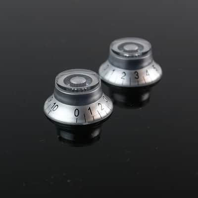 Set of 2 Electric Guitar Knobs Top Hat Bell Style ,Silver