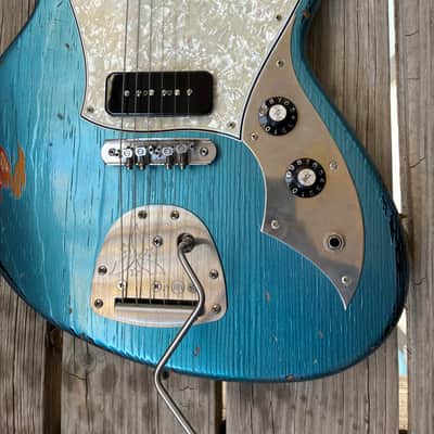 YouTube Vid in description Novo Serus J Lake Placid Blue over 64 sunburst binding electric guitar p90 case image 2